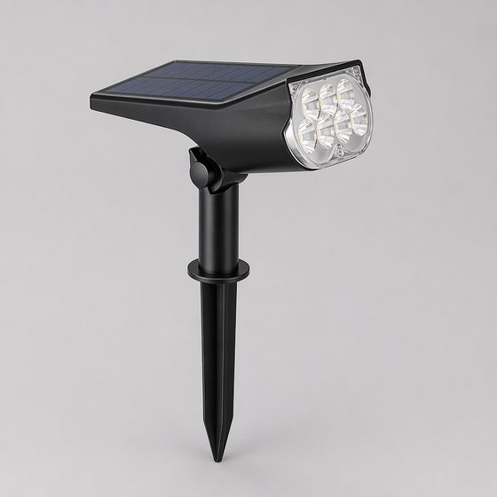 Illustrative render of solar garden and landscape lights — stake, bollard and wall formats for paths and planting beds
