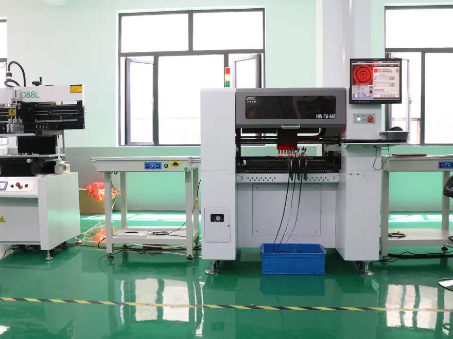 SMT pick-and-place machine mounting Lumileds 3030 SMD LED chips onto aluminum PCB at Sunjoylight factory
