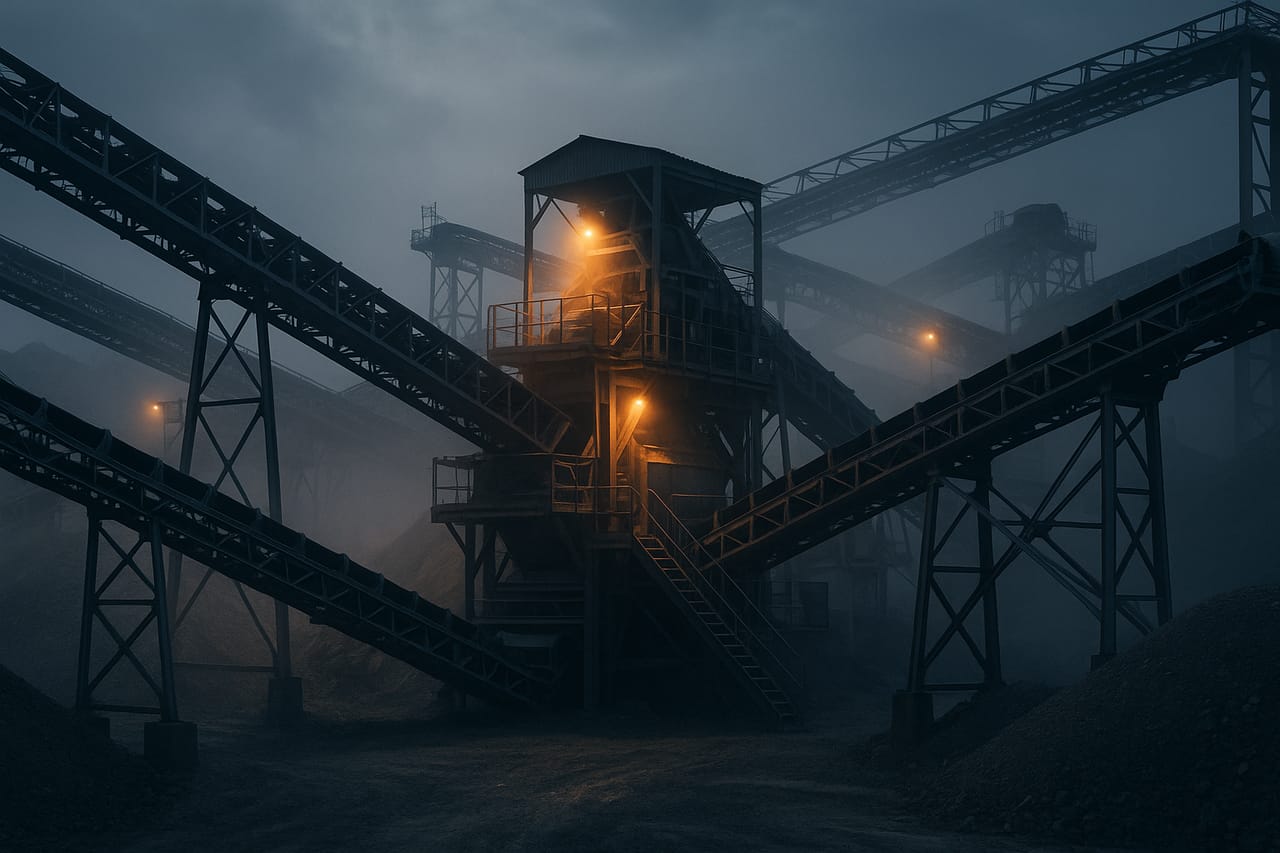 Mines & traitement — une zone dangereuse éclairée par des luminaires LED antidéflagrants