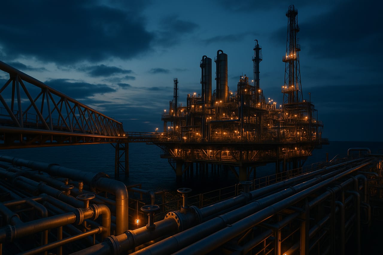 Pétrole & gaz — une zone dangereuse éclairée par des luminaires LED antidéflagrants